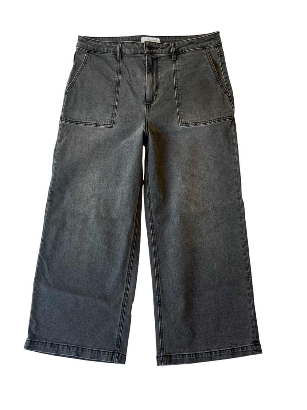 Carly Jean jeans 15 Wide leg crop capri Charcoal gray High rise waist Womens